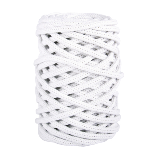Braidy Recycling Garn - Geflochtenes Schmuckband - 6mm Ø - Ca. 27m - 250g Knäuel - Weiß